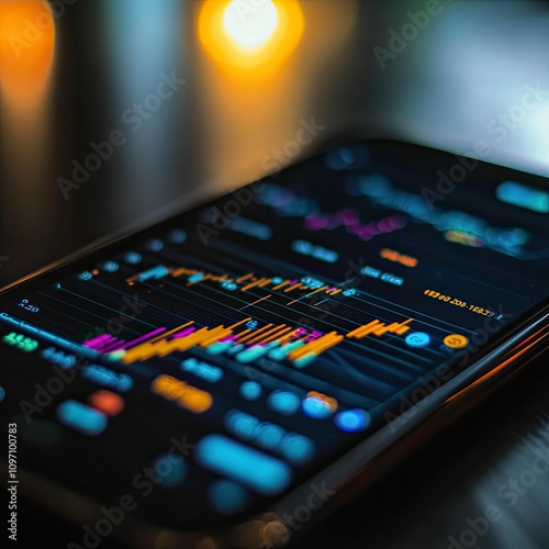 A smartphone displaying financial charts.