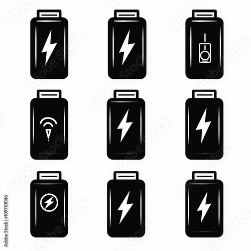 Energie und Ladezustände von Akkus, Batterien Symbolik

 photo