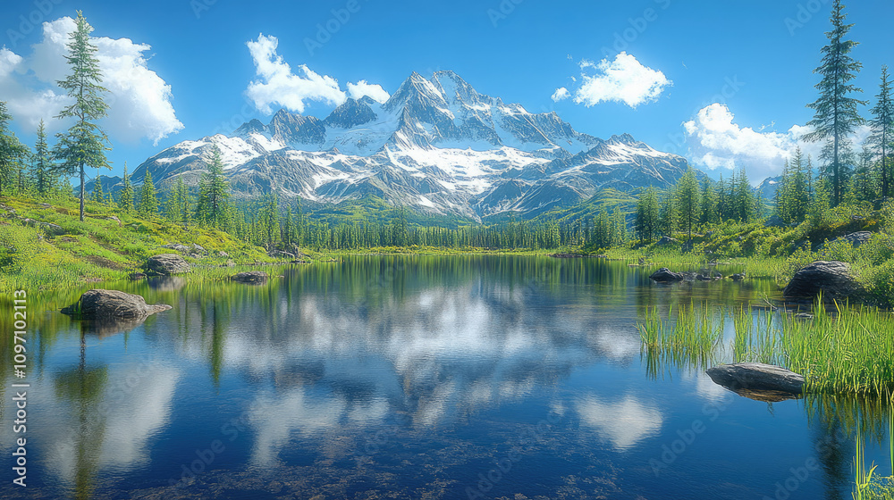 Serene Mountain Lake Reflection Serene Mountain Lake Reflection