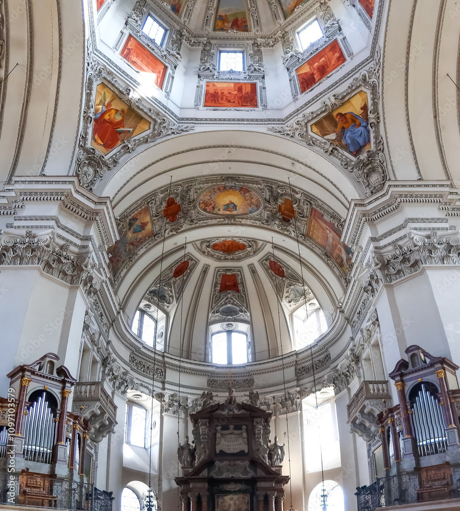 Interior view of Cathedral of Saints Rupert and Virgil is a cathedral church of the Archdiocese of Roman Catholic Church. Interior view of Cathedral of Saints Rupert and Virgil is a cathedral church of the Archdiocese of Roman Catholic Church.