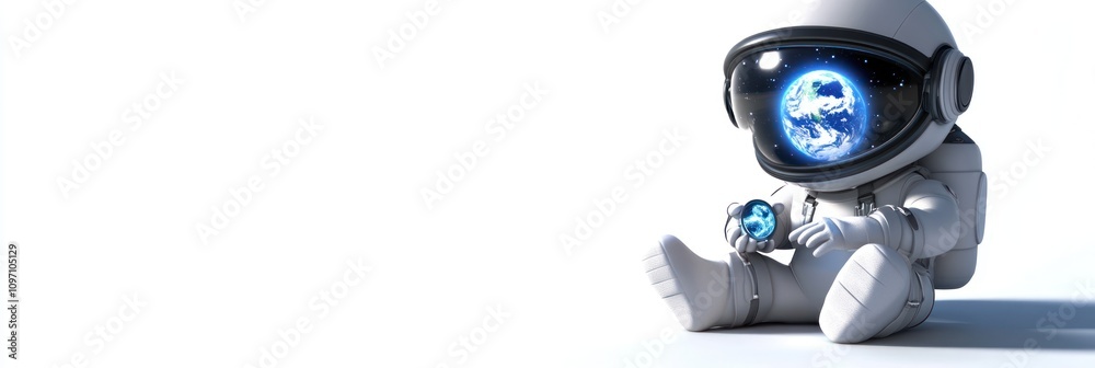A cute astronaut holding a small Earth, symbolizing exploration and wonder. A cute astronaut holding a small Earth, symbolizing exploration and wonder.