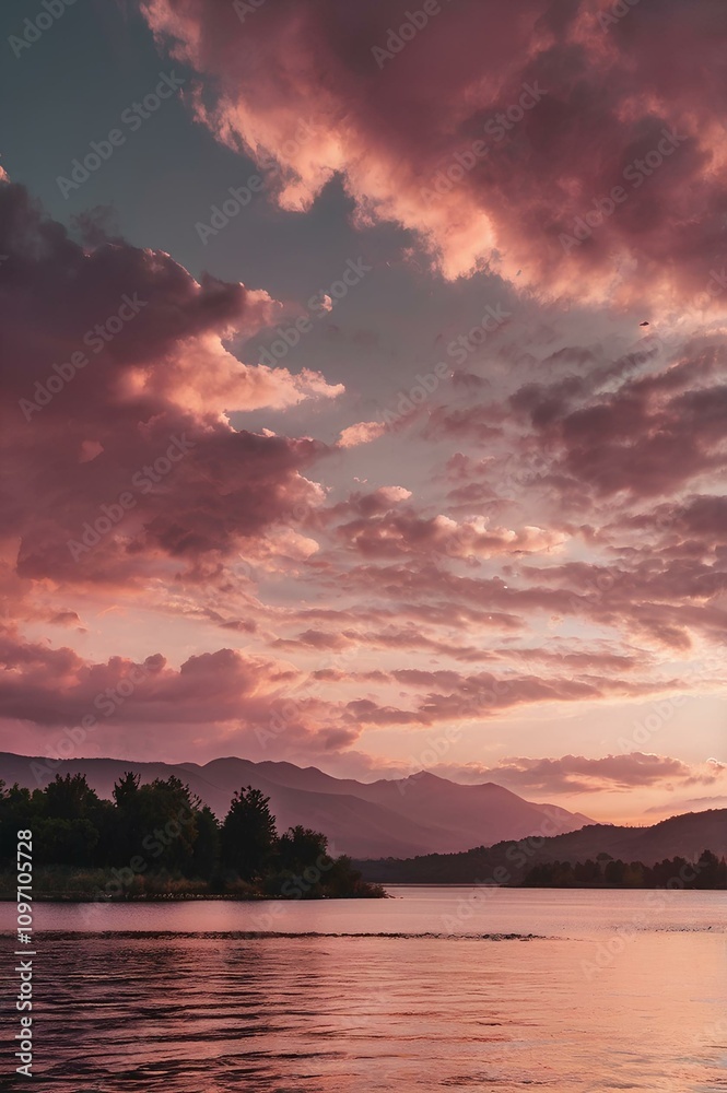 pink hour sunset with mountains and lake in bottom surreal scenery landscape mobile phone wallpaper pink hour sunset with mountains and lake in bottom surreal scenery landscape mobile phone wallpaper