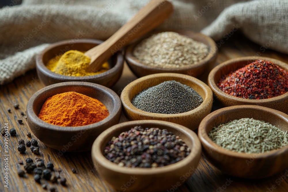Vibrant Spice Assortment Illustration Vibrant Spice Assortment Illustration