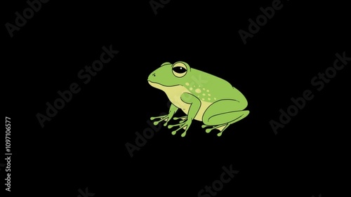 The frog is hunting  on transparent  background video resolution 4K resolution. photo