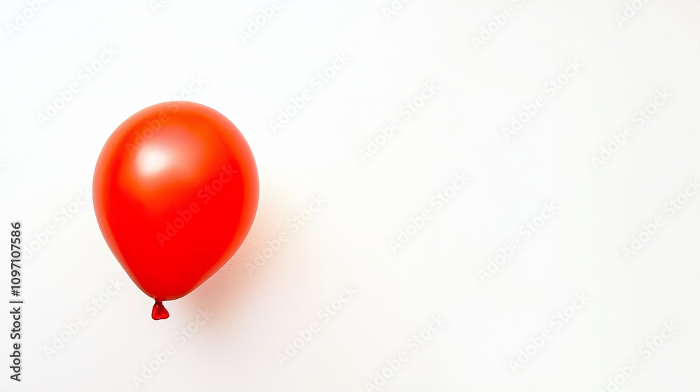 A vibrant red balloon floating against a clean, white background.
