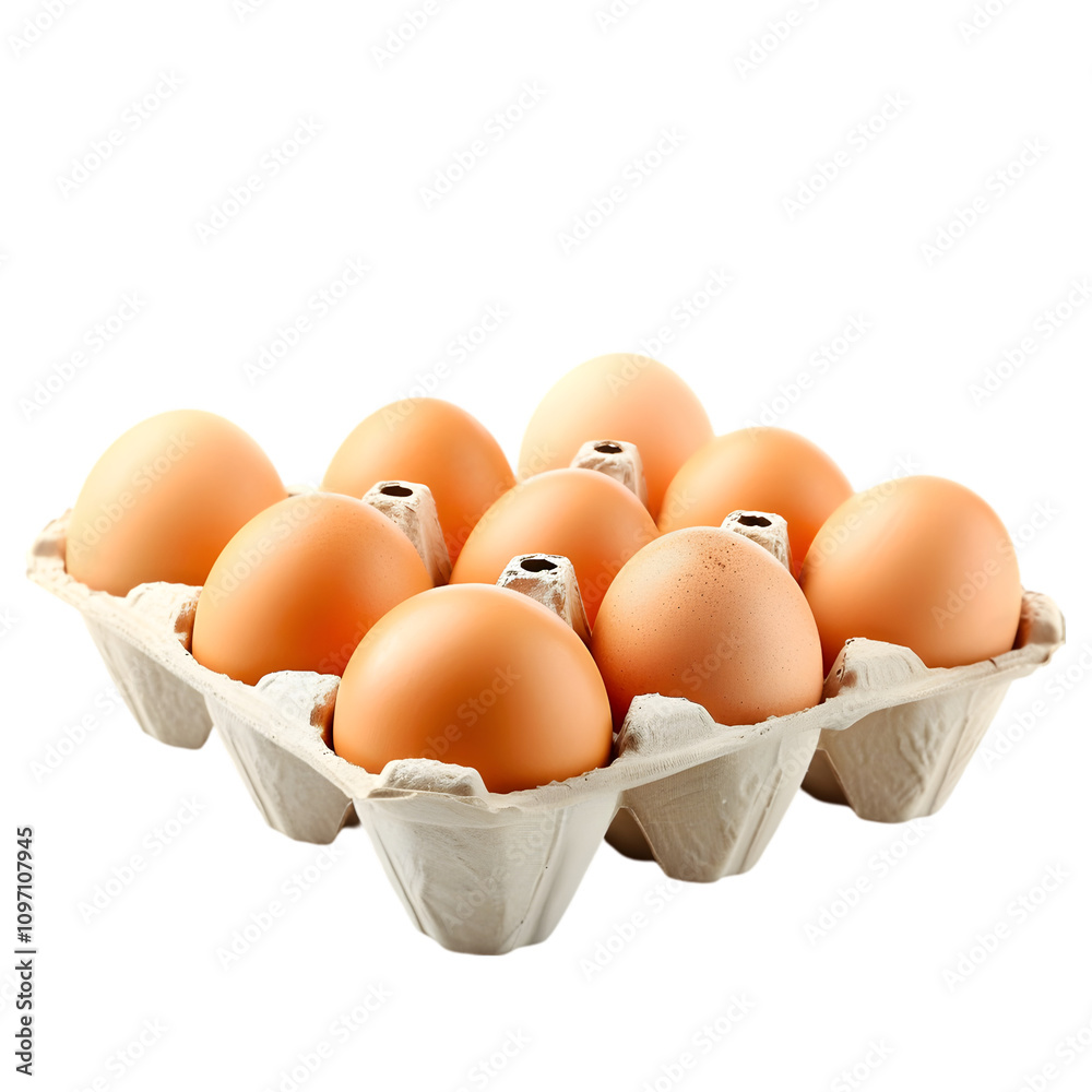 Fresh brown eggs in a cardboard carton Fresh brown eggs in a cardboard carton