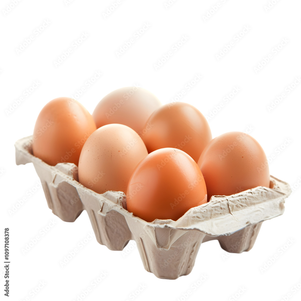 Fresh brown eggs in a cardboard carton Fresh brown eggs in a cardboard carton