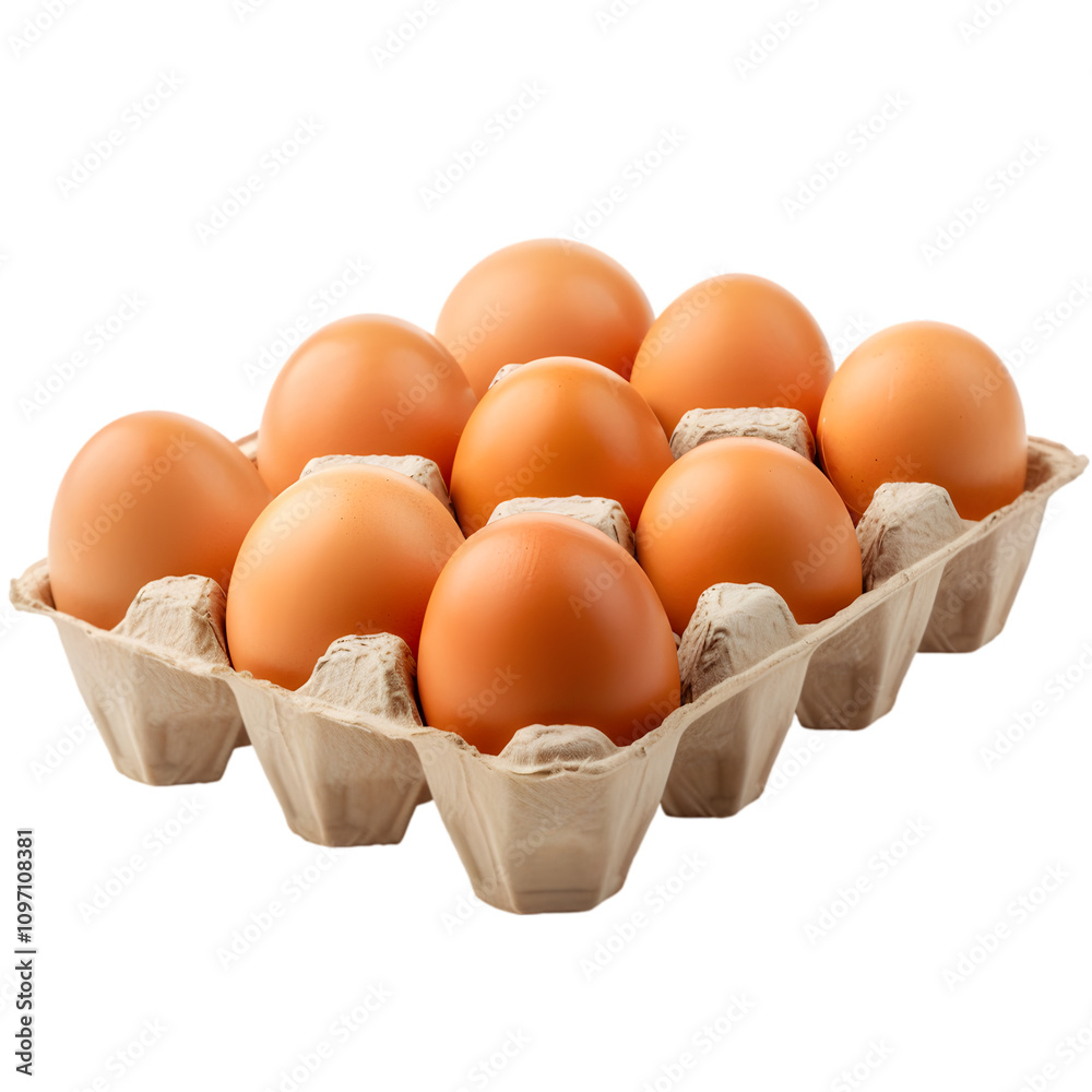 Fresh brown eggs in a cardboard carton Fresh brown eggs in a cardboard carton