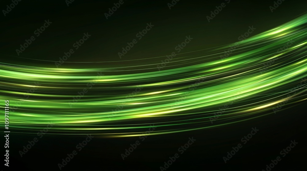 Obraz premium Abstract Green Light Streaks: Dynamic Motion Blur Background
