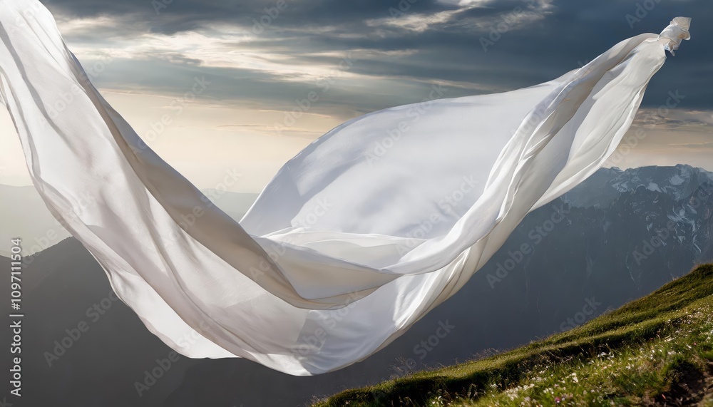 Elegant flying white silk fabric, flowing gracefully in mid-air with soft curves and smooth texture, isolated on transparent background for versatile design use in creative projects. Elegant flying white silk fabric, flowing gracefully in mid-air with soft curves and smooth texture, isolated on transparent background for versatile design use in creative projects.