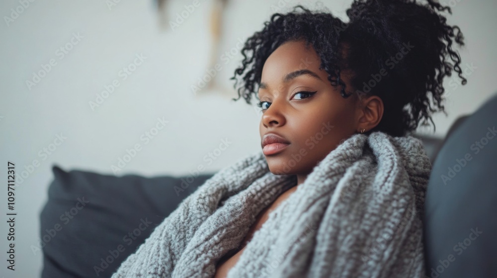 Portrait of a Young Black Woman Relaxing at Home Portrait of a Young Black Woman Relaxing at Home