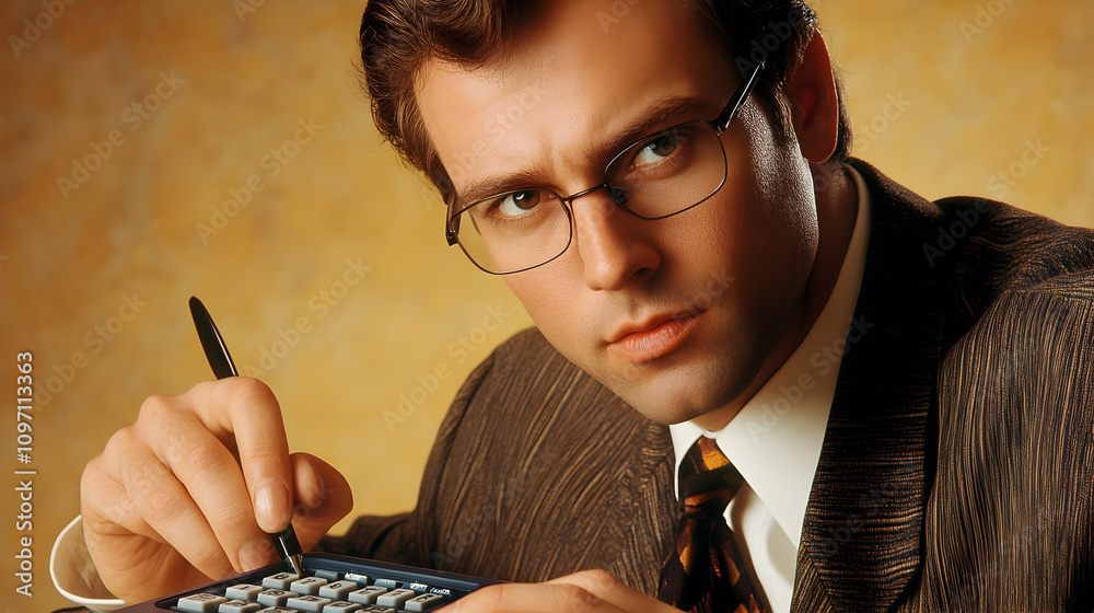 Businessman Calculating on a Calculator