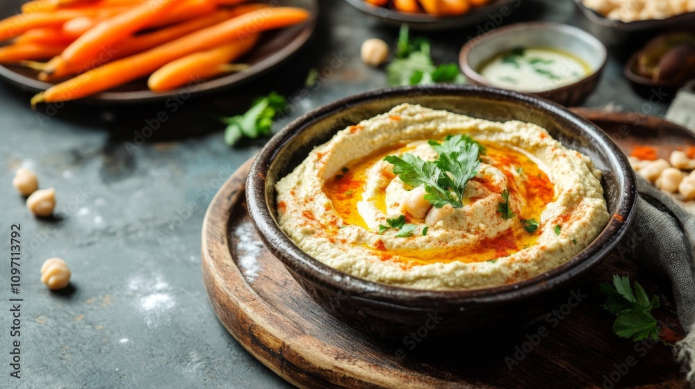 Creamy Hummus with Paprika and Parsley: A Delicious Mediterranean Recipe Creamy Hummus with Paprika and Parsley: A Delicious Mediterranean Recipe