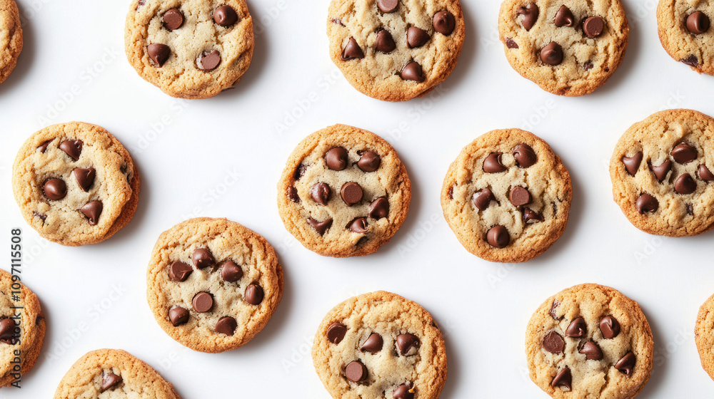 Chocolate chip cookies on white background Chocolate chip cookies on white background
