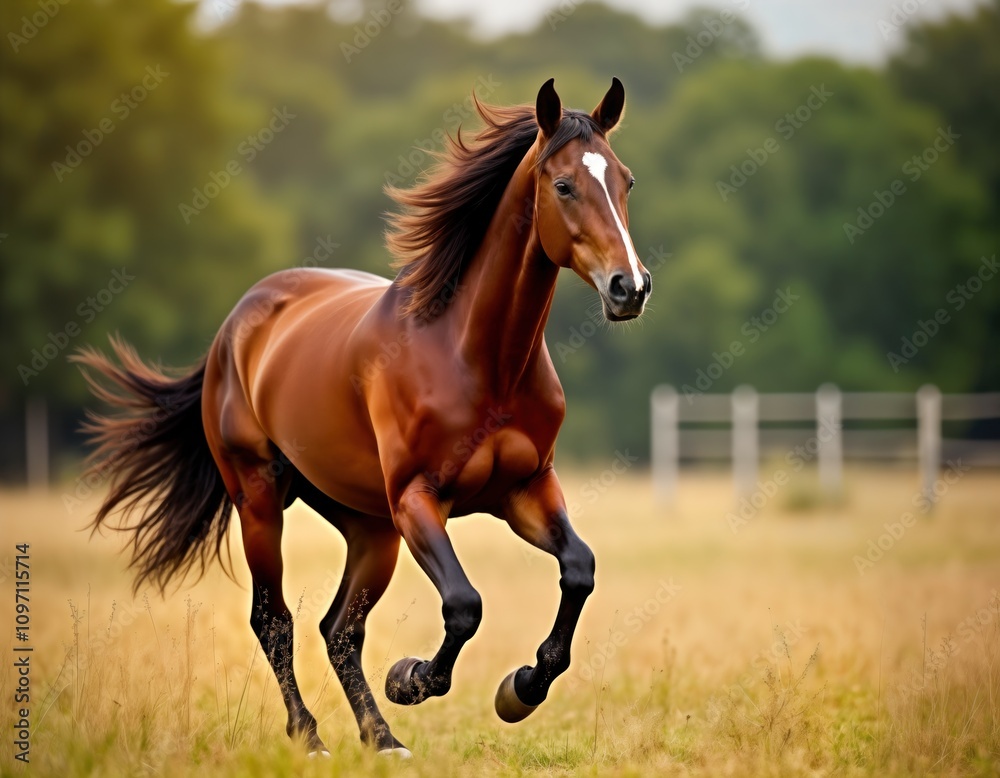 Brown horse runs fast in summer meadow. Equine gallops freely. Beautiful mare in green pasture. Animal portrait. Nature scene. Farm animal. Fast pony. Head shot. Equestrian image. Brown horse runs fast in summer meadow. Equine gallops freely. Beautiful mare in green pasture. Animal portrait. Nature scene. Farm animal. Fast pony. Head shot. Equestrian image.