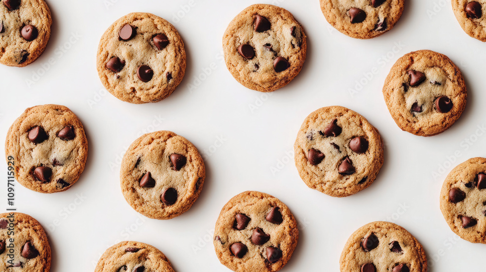 Chocolate chip cookies on white background Chocolate chip cookies on white background