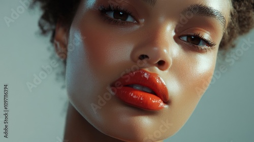 Close-up Portrait of a Woman with Vibrant Makeup