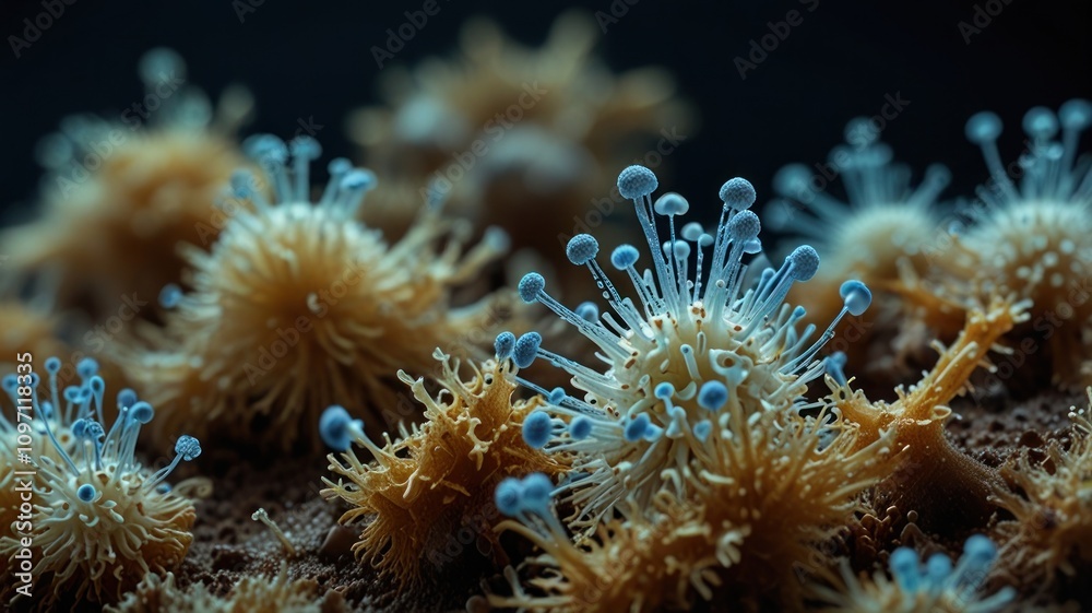 Obraz premium Microscopic Fungi Bloom