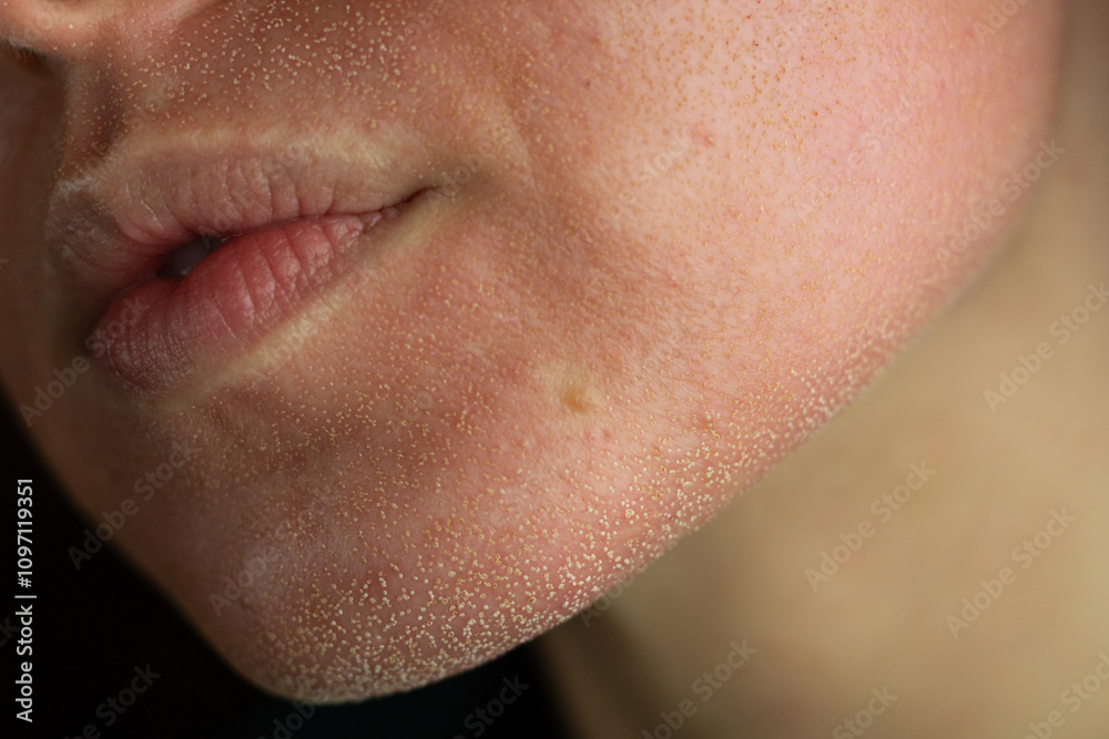 Close-up of skin after laser resurfacing – CO2 fractionated laser.