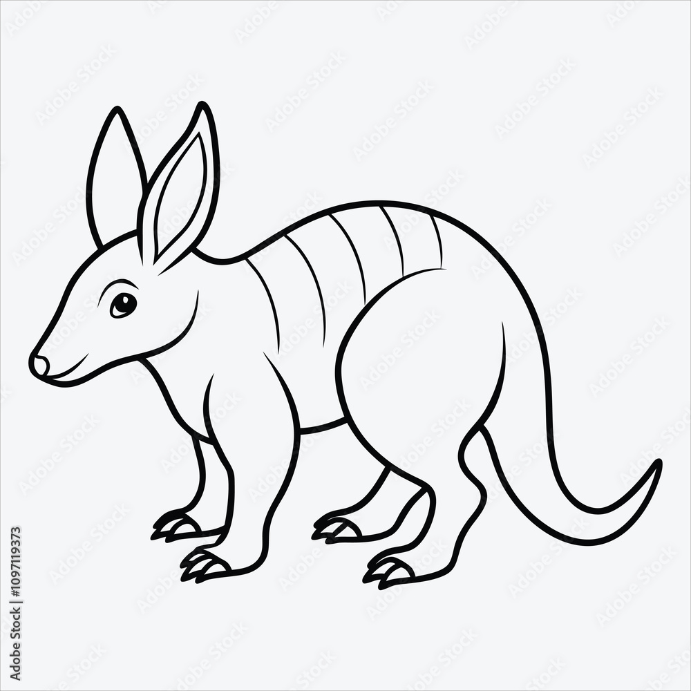 Fototapeta premium Aardvark line art White background illustration Generative Ai