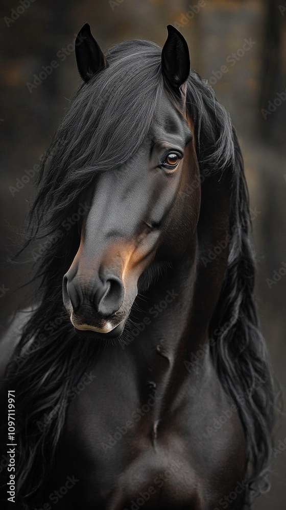 Sculpture of a horse standing proudly in an art gallery with a dark background Sculpture of a horse standing proudly in an art gallery with a dark background