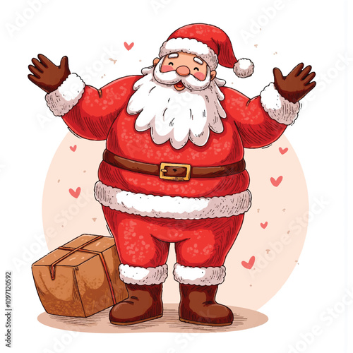 Watercolor hand drawn christmas santa claus illustration. Christmas and gifts. New Year	