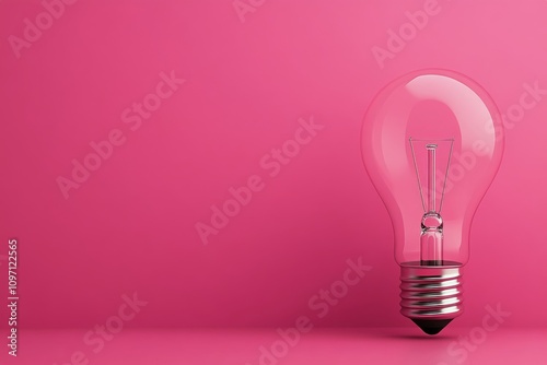 Unique glass light bulb on vibrant pink and turquoise background showcasing creative design photo