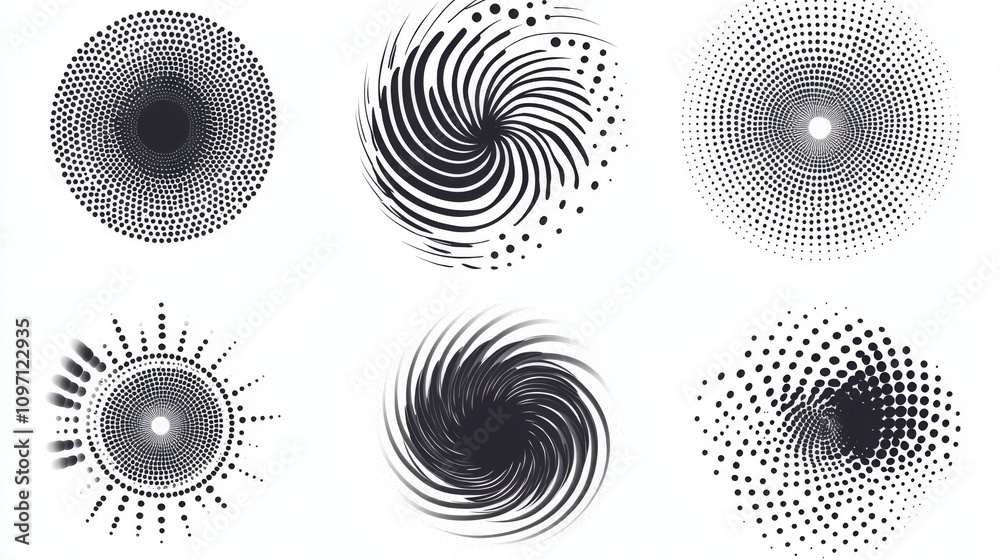 Abstract Swirling Halftone Circles: Vector Graphic Design Abstract Swirling Halftone Circles: Vector Graphic Design