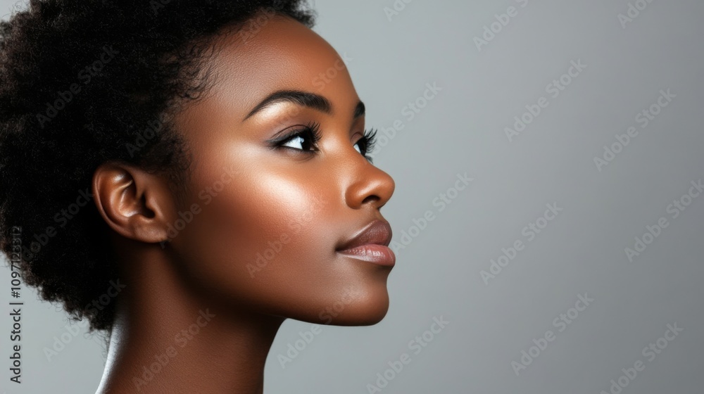 Close-up portrait of a woman, showcasing her natural beauty and flawless skin. A stunning display of female elegance. Close-up portrait of a woman, showcasing her natural beauty and flawless skin. A stunning display of female elegance.