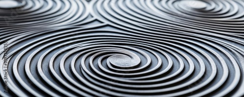 Abstract shot of overlapping engraved metal lenses, concentric patterns forming a geometric design, abstract engraved lenses, artistic rhythm