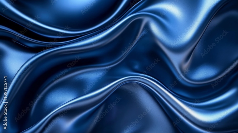 Fototapeta premium Abstract Blue Silk: Elegant Drapery and Smooth Waves Texture