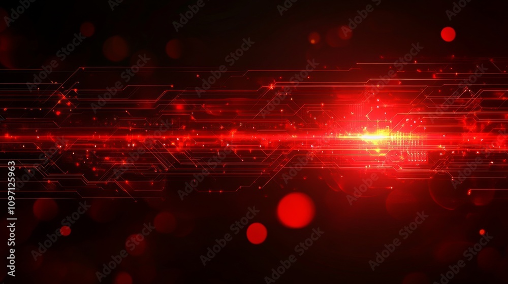 Abstract Red Circuit Technology Background: Digital Network and Data Stream Abstract Red Circuit Technology Background: Digital Network and Data Stream