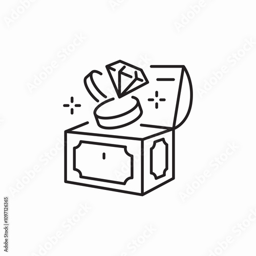 treasure box diamond gold icon sign vector