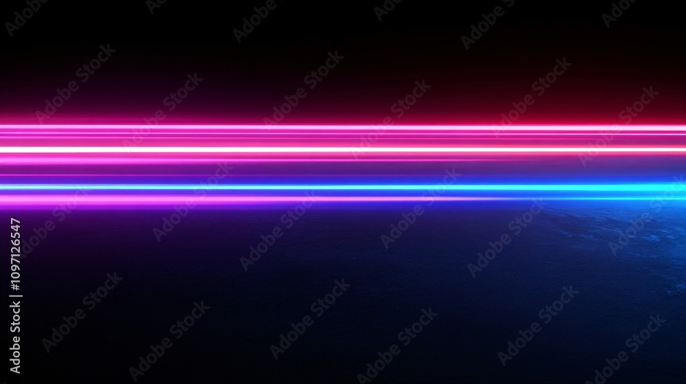 Neon glowing horizontal lines on dark background. Retro wave style with pink and blue colors. Synthwave futuristic backdrop. Abstract digital landscape for banner, poster or flyer with copy space Neon glowing horizontal lines on dark background. Retro wave style with pink and blue colors. Synthwave futuristic backdrop. Abstract digital landscape for banner, poster or flyer with copy space