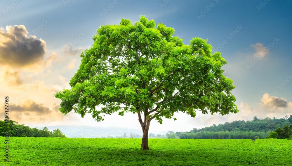 Magnificent green tree isolated on a white background, showcasing vibrant foliage, a sturdy trunk, and natural beauty perfect for design projects, nature-themed artwork, and environmental Magnificent green tree isolated on a white background, showcasing vibrant foliage, a sturdy trunk, and natural beauty perfect for design projects, nature-themed artwork, and environmental