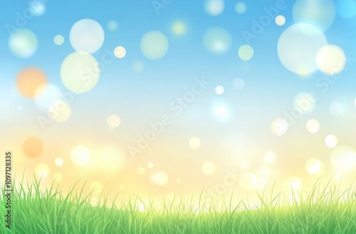 A serene landscape with grass and a soft bokeh background, evoking tranquility and nature.