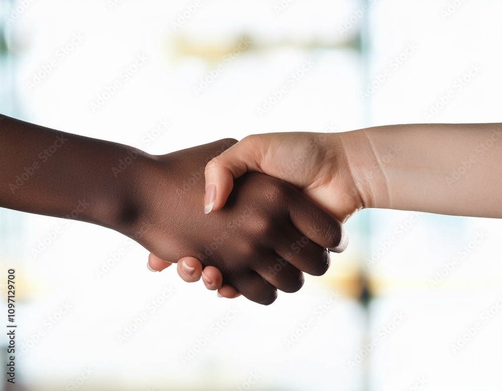 Unity Symbolized: Black and White Hands Clasped Unity Symbolized: Black and White Hands Clasped