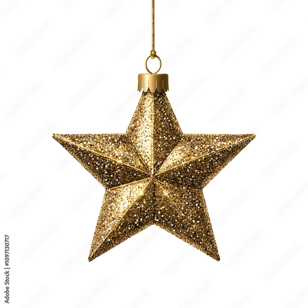 Golden Glitter Star Christmas Ornament Golden Glitter Star Christmas Ornament
