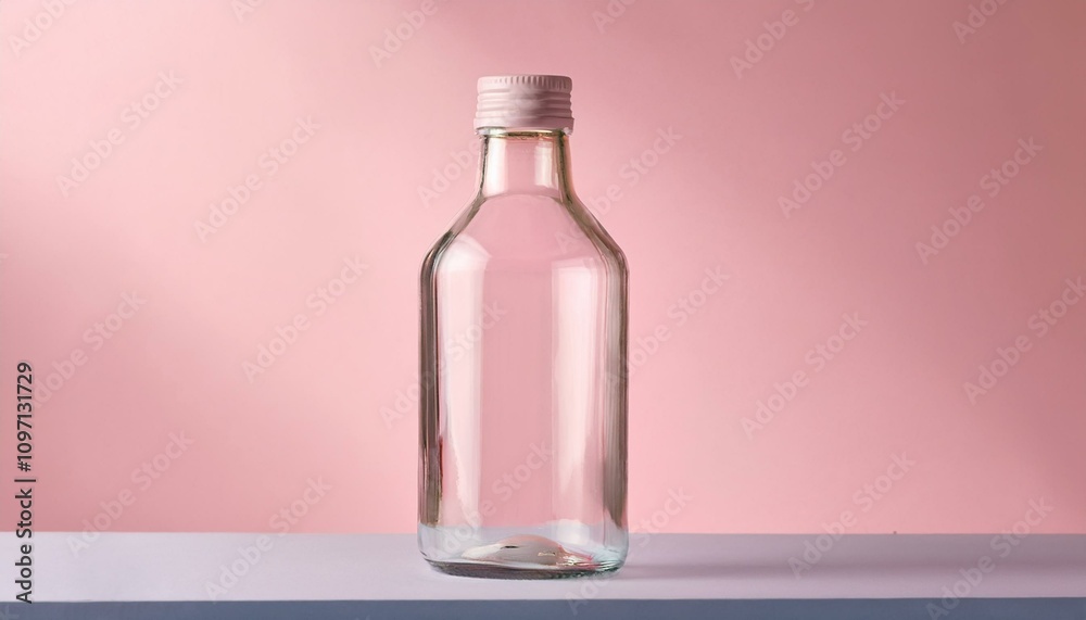 매끄럽고 투명한 유리병과 파스텔톤 배경 매끄럽고 투명한 유리병과 파스텔톤 배경