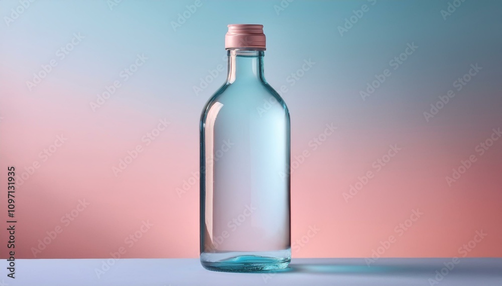 매끄럽고 투명한 유리병과 파스텔톤 배경 매끄럽고 투명한 유리병과 파스텔톤 배경