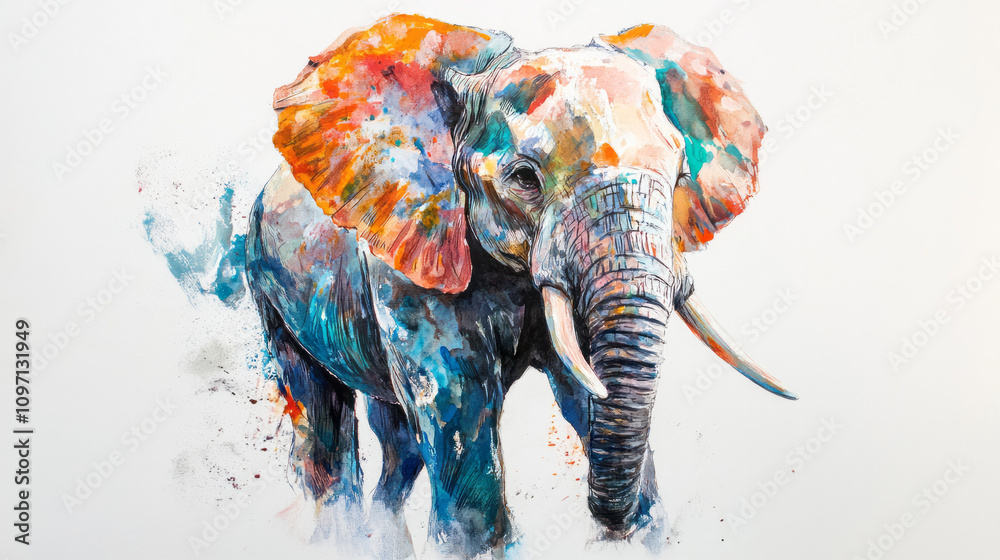 Obraz premium Elephant, White Background
