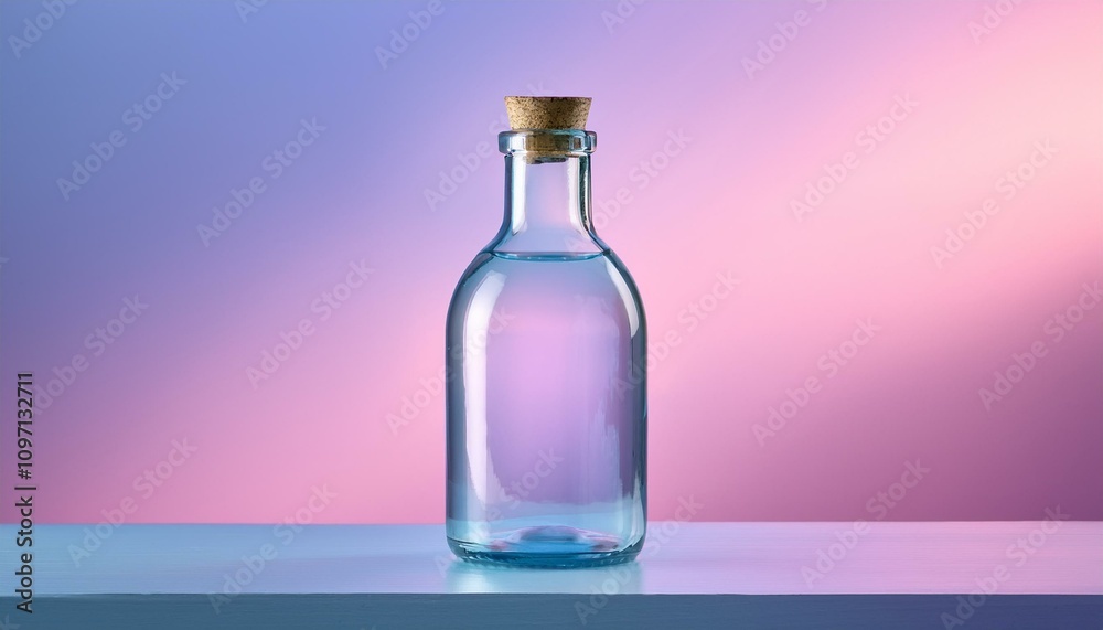 매끄럽고 투명한 유리병과 파스텔톤 배경