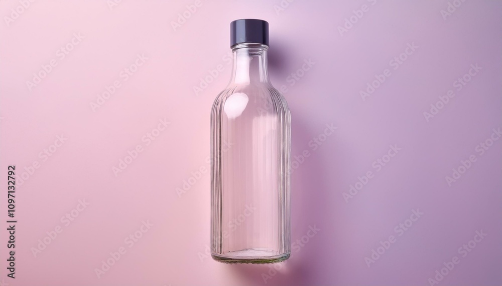 매끄럽고 투명한 유리병과 파스텔톤 배경 매끄럽고 투명한 유리병과 파스텔톤 배경