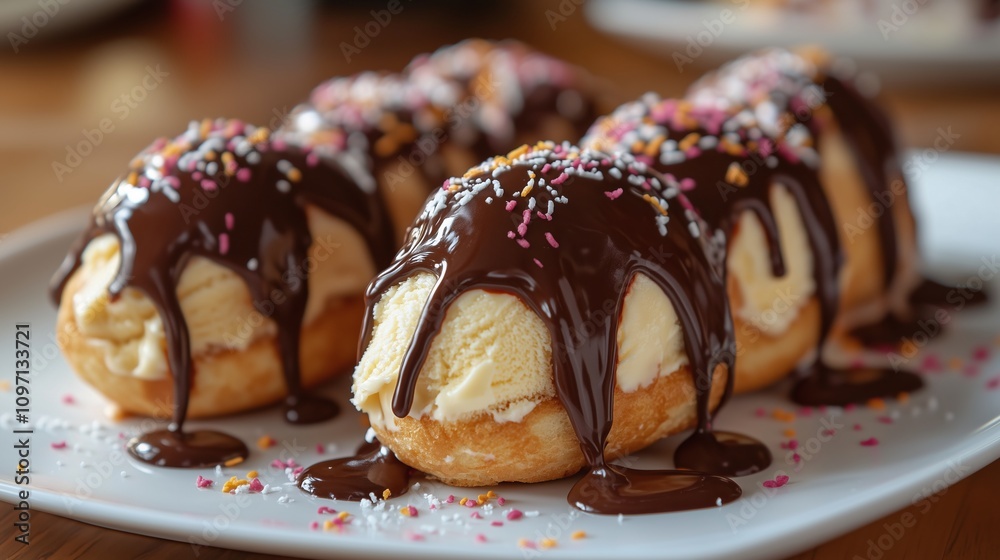 Chocolatedrizzled ice cream eclairs a sweet indulgence Chocolatedrizzled ice cream eclairs a sweet indulgence