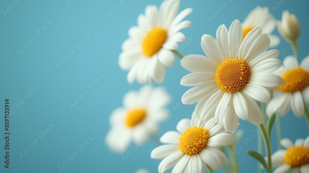 Fototapeta premium daisies on blue background