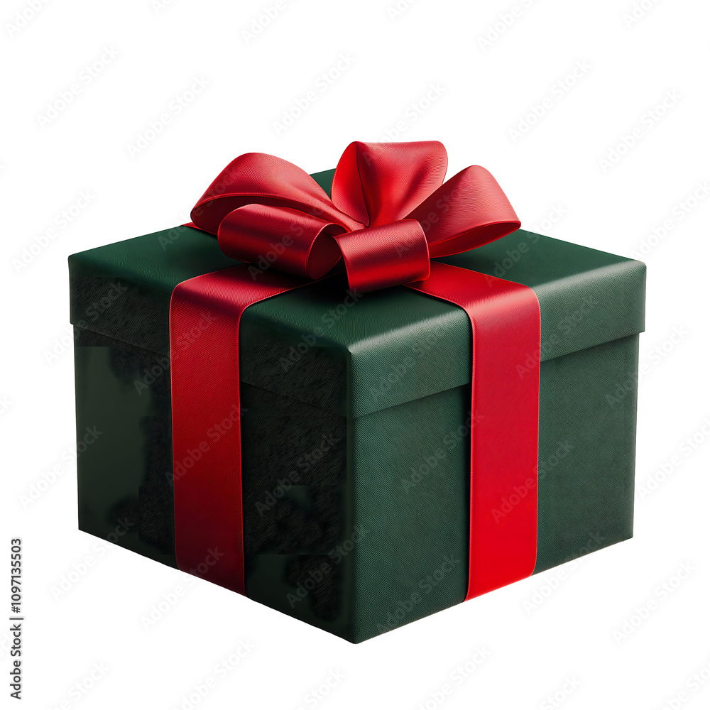 Christmas Gift Box with Red Ribbon - Festive Christmas Gift Box with Red Ribbon - Festive