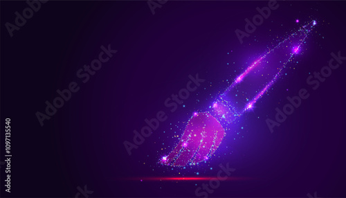 Silhouette of a paintbrush with strokes made of glowing, multicolored dots, resembling stars. The particles symbolize creativity, expression, and the transformative power of art.