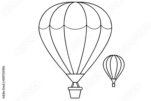 Hot Air Balloon Festival Line Coloring Page Vector