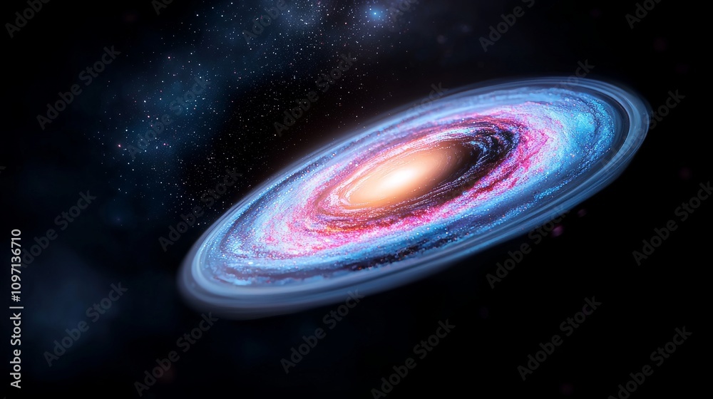 Obraz premium Cosmic Blast in Hyperspace Tunnel: Luminous Stars, Cosmic Rays, and Neon Flash