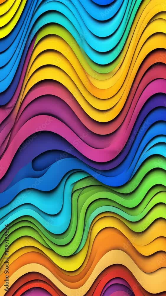 Colorful waves of paper create a vibrant abstract design with flowing patterns Colorful waves of paper create a vibrant abstract design with flowing patterns